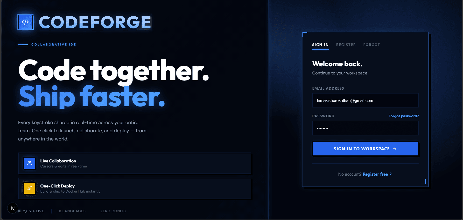 CodeForge Homepage